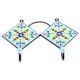 Turquoise And Navy Blue Tiny Flower Tiles Hooks